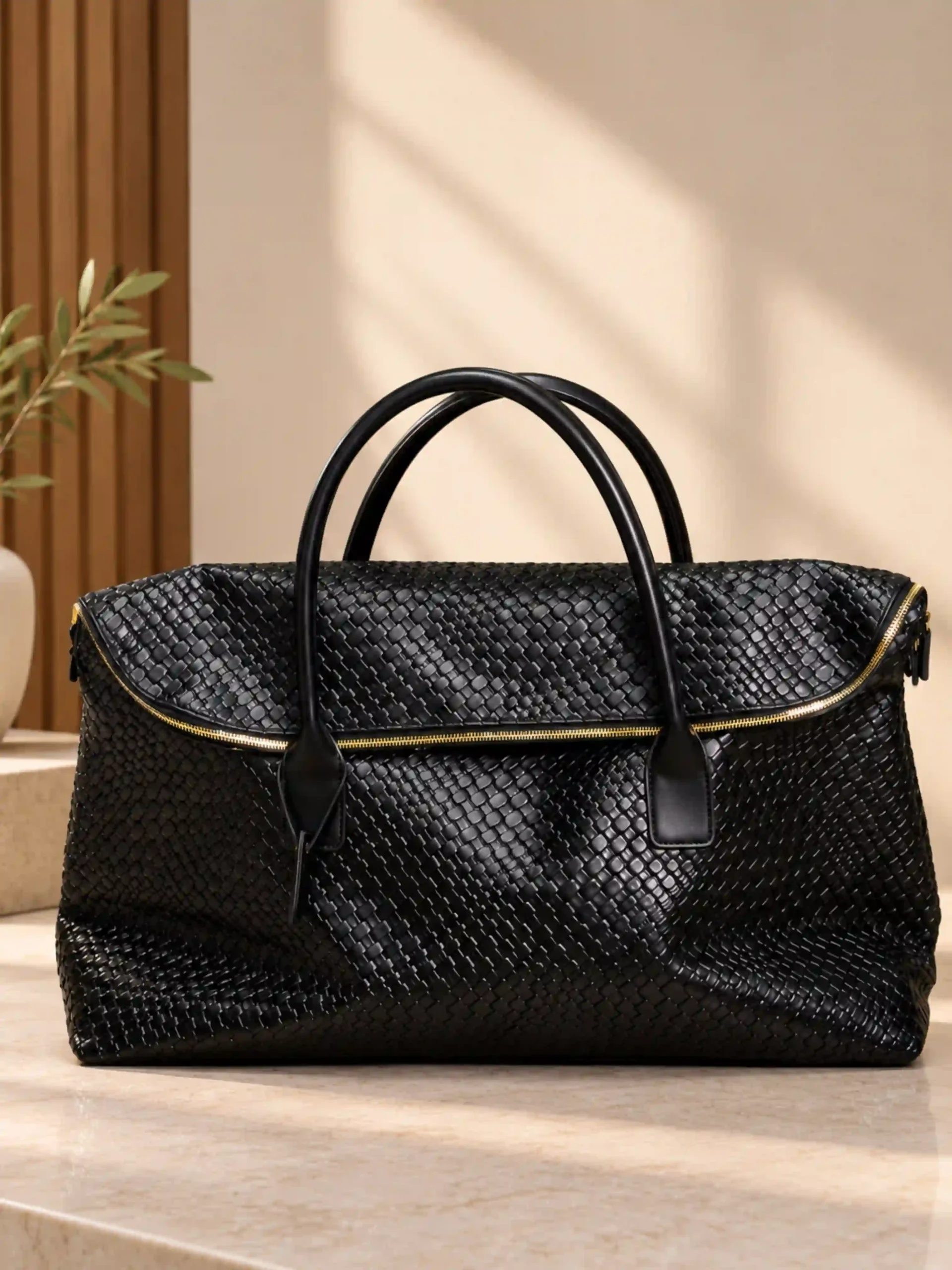 Embossed Pattern Weekender Leather Bag Embossed Pattern Weekender Leather Bag